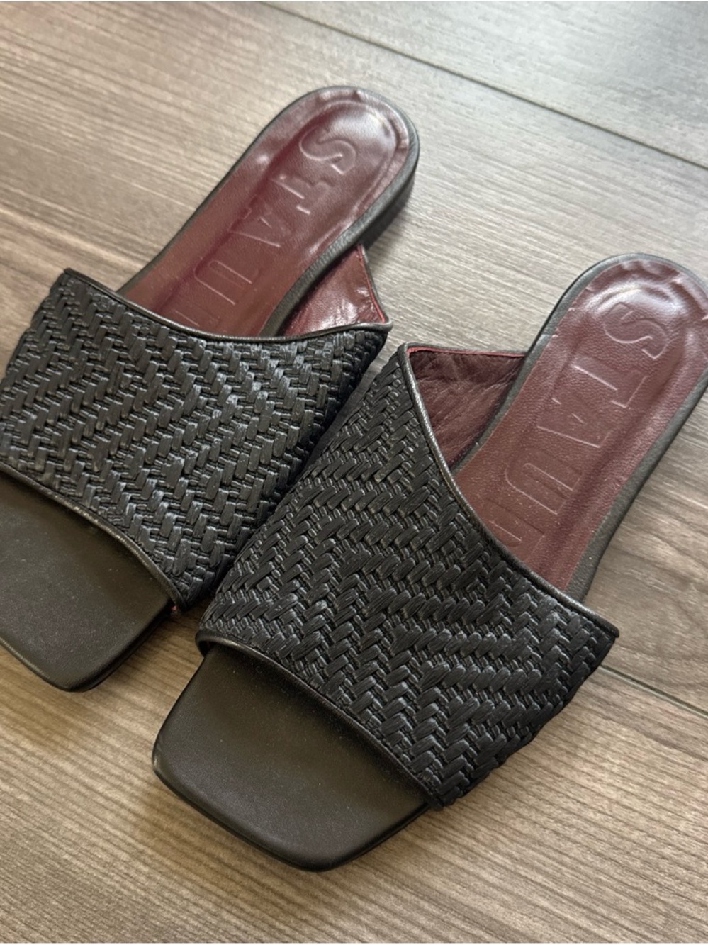 Woven Black Slide Sandals - Women